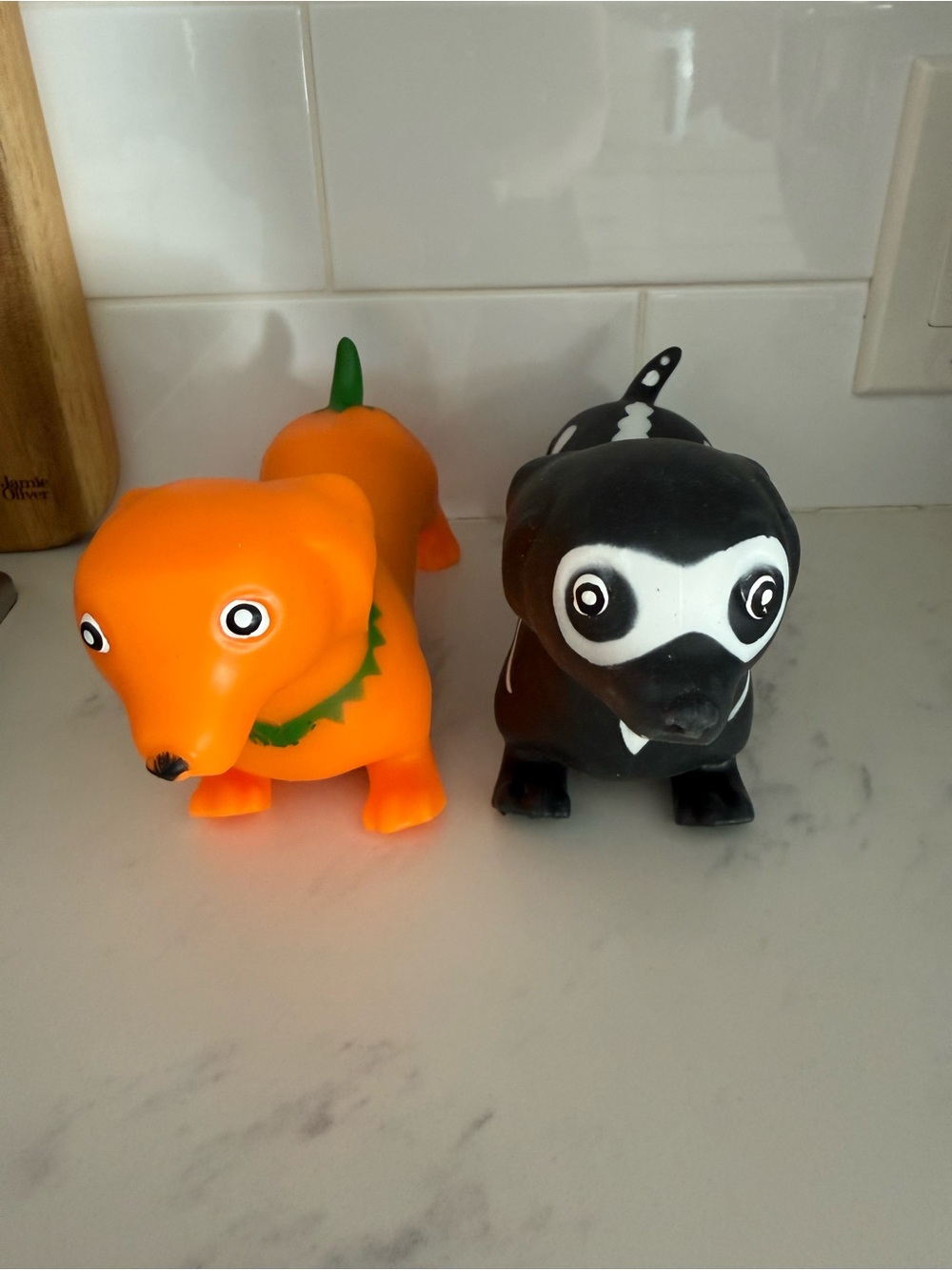 Orange and Black Halloween Dachshund Squeezy set.